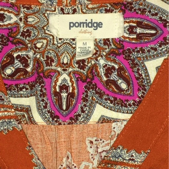 Anthropologie PORRIDGE Isabel Orange Paisley Tie Waist Mini Dress Women’s Medium - Picture 12 of 15